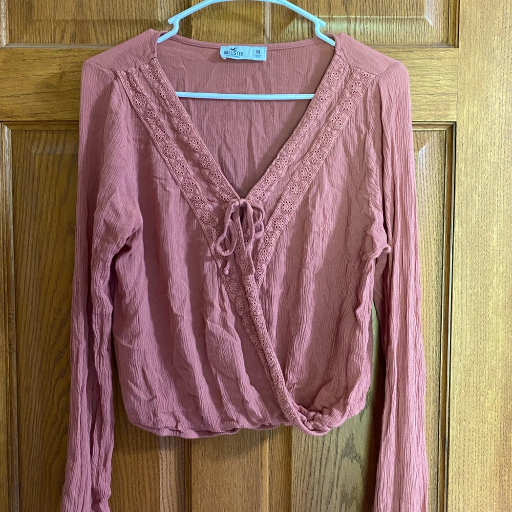 Pink Hollister tie top